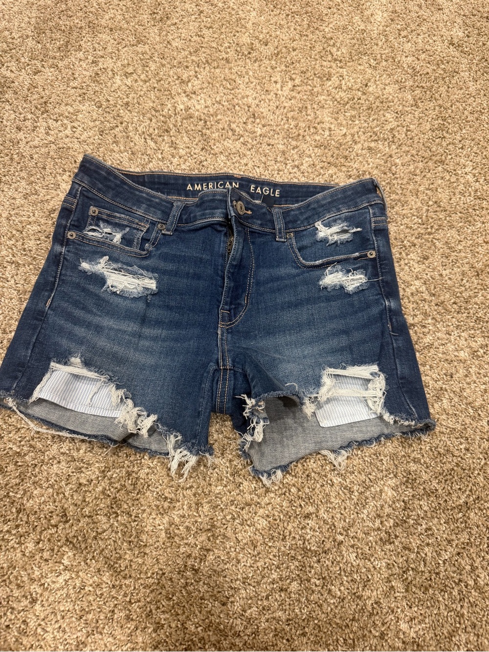 American Eagle Outfitters Distressed Dark Indigo Denim Cutoff Shorts